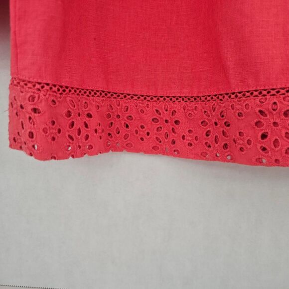 J.Crew Linen Eyelet Peasant Blouse | Coral Orange Boho Top | Women’s Small - Picture 5 of 9